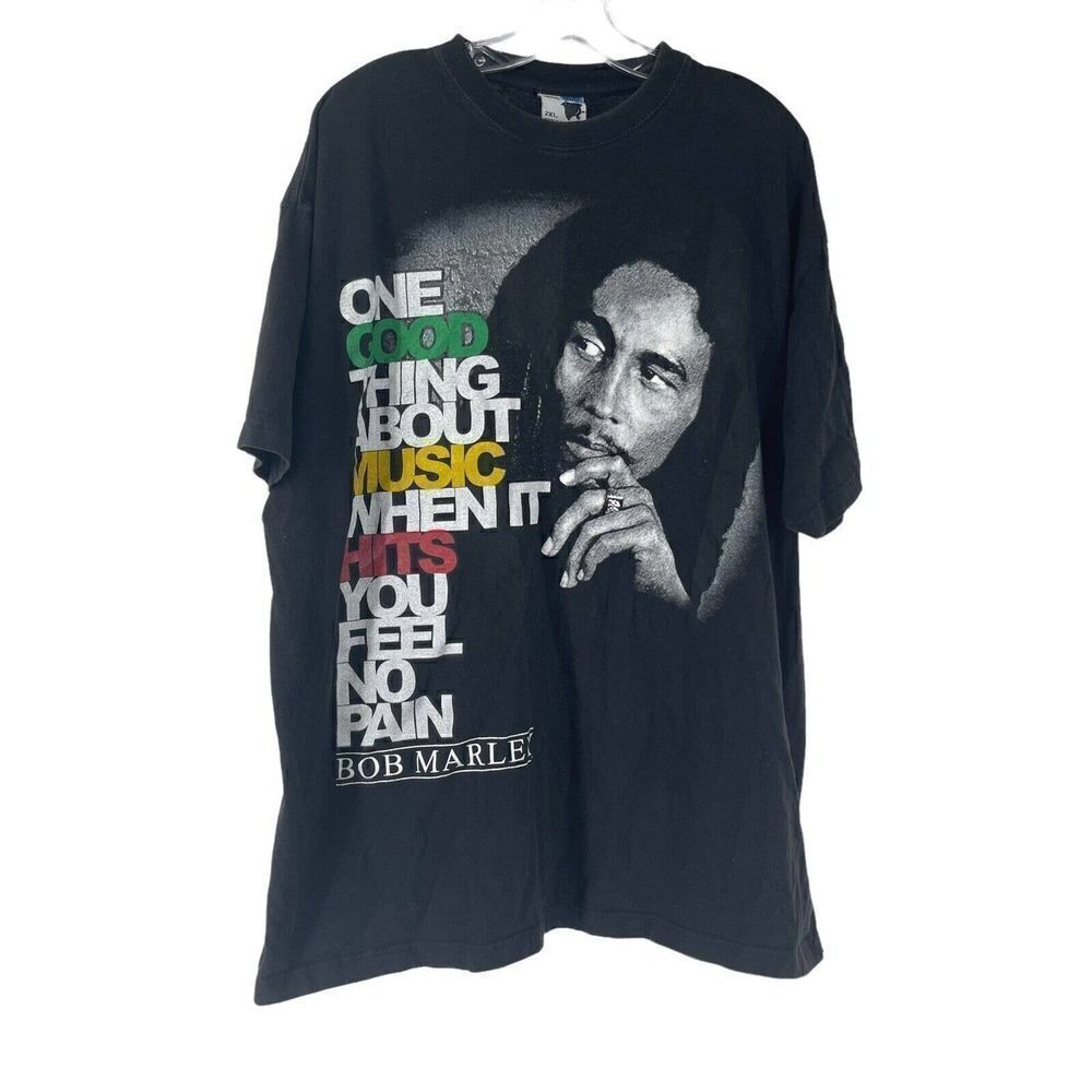 Phat Doc Bob Marley T-Shirt Mens Size 2XL Black Short Sleeve Music Hits No Pain